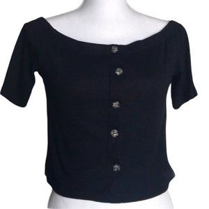 Black crop top size L off shoulders button